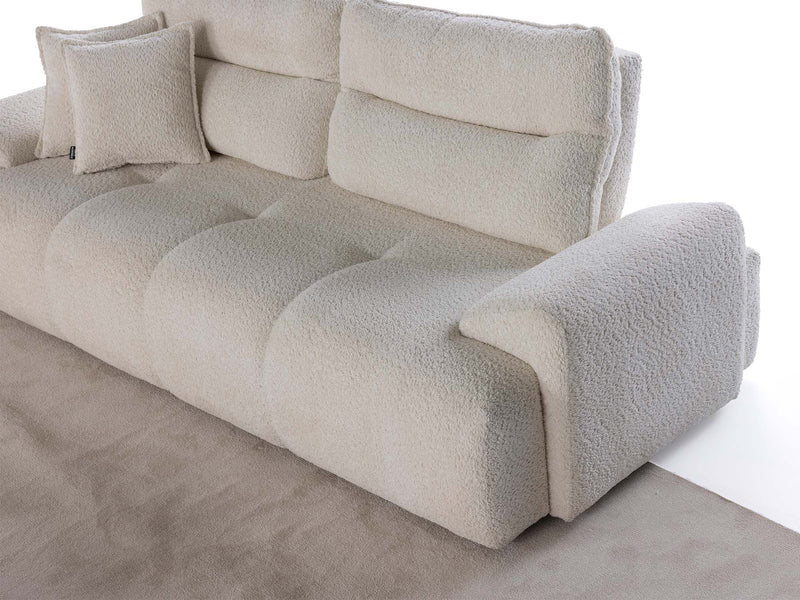 Peonya 4-pieces (2 Sofa & 2 Chair) Livingroom - With Leg in Cream - Brown - 200-ZEN-PEO-CRE-BRO-L-3311