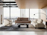 Peonya 4-pieces (2 Sofa & 2 Chair) Livingroom - Without Leg in Cream - Brown - 200-ZEN-PEO-CRE-BRO-3311