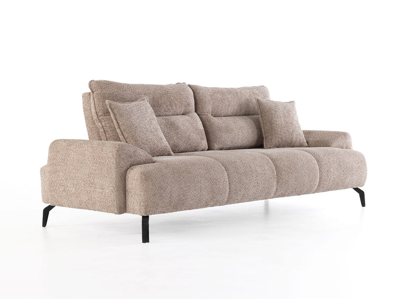 Peonya 4-pieces (2 Sofa & 2 Chair) Livingroom - Without Leg in Cream - Brown - 200-ZEN-PEO-CRE-BRO-3311