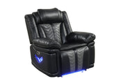 Phantom - Black & Gray Power Recliner with Tube LED Light, LED on Sides, USB Charger - L674-R