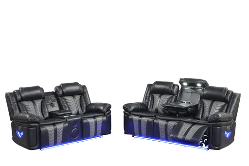 Phantom - Black & Gray Power Reclining, DDT, Reading Light, Power Source, Storage Console, Bluetooth Speaker, Subwoofer, Wireless Charger, Tube LED Light, LED on Sides, Cup Holder, USB Charger - L674-SL