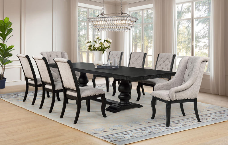 Phelps 9-piece Rectangular Dining Table Set Distressed Noir - 121231-S9A