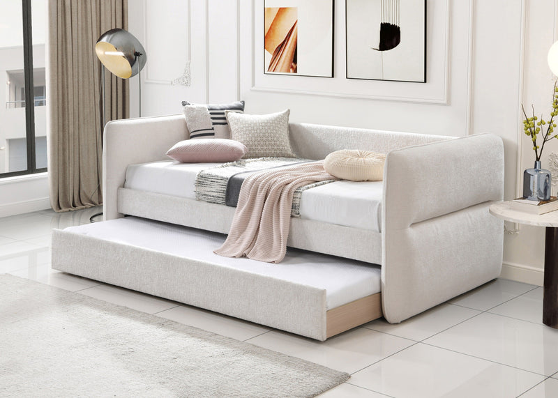 Philipa Oatmeal Twin Daybed with Trundle - Lara FurnitureDaybed
