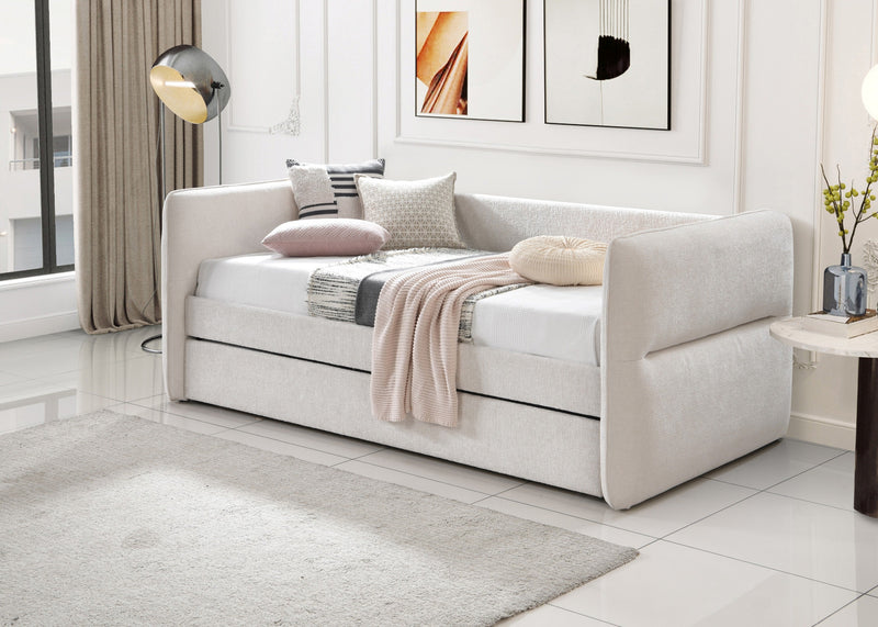 Philipa Oatmeal Twin Daybed with Trundle - Lara FurnitureDaybed