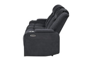 U8000 Black Pwr Rec Sofa W/Phr, Ddt, Reading Light & Led Light - U8000-BLACK-PRS W/ PHR DDT WC + LED