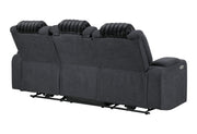 U8000 Black Pwr Rec Sofa W/Phr, Ddt, Reading Light & Led Light - U8000-BLACK-PRS W/ PHR DDT WC + LED