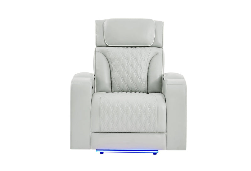 U8611 Blanche Silver Power Recliner With Power Headrest And Led - U8611-BLANCHE SIL-PR W/ PHR LED