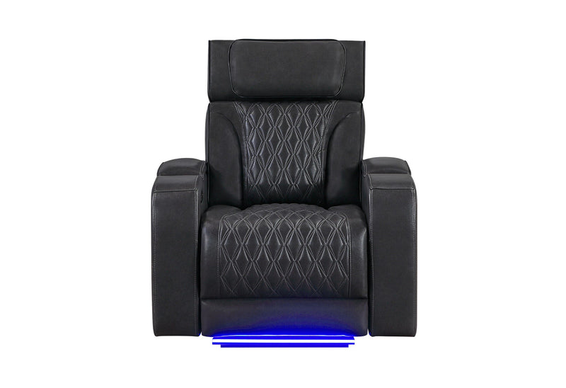 U8611 Blanche Charcoal Power Recliner With Power Headrest And Led - U8611-BLANCHE CHAR-PR W/ PHR LED