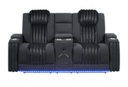 U8000 Black Pwr Console Rec Loveseat W/Phr, Led And Speaker - U8000-BLACK-PCRLS W/ PHR + LED