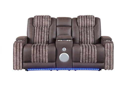 U8000 Brown Pwr Console Rec Loveseat W/Phr, Led And Speaker - U8000-BROWN-PCRLS W/ PHR + LED