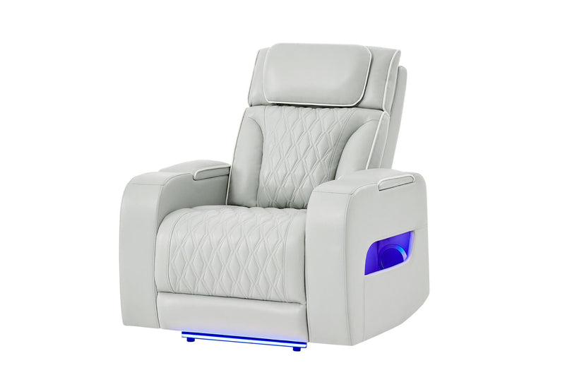U8611 Blanche Silver Power Recliner With Power Headrest And Led - U8611-BLANCHE SIL-PR W/ PHR LED