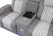 U8000 Grey Pwr Console Rec Loveseat W/Phr, Led And Speaker - U8000-GREY-PCRLS W/ PHR + LED