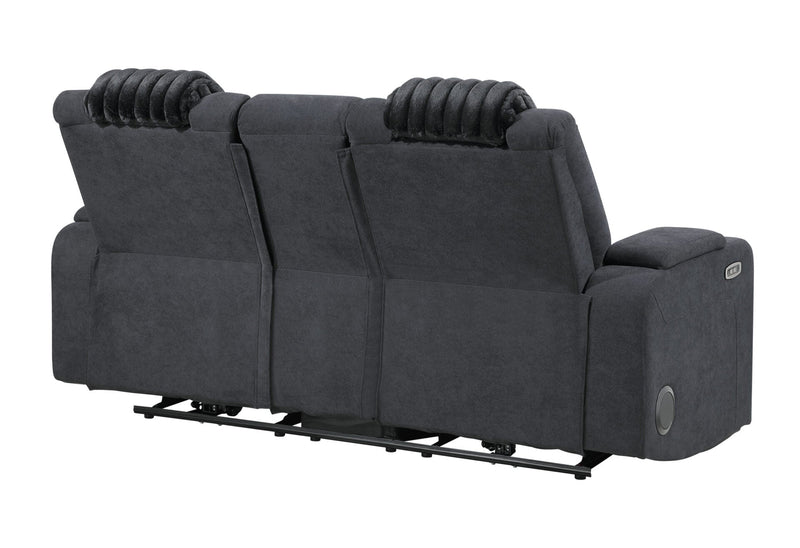 U8000 Black Pwr Console Rec Loveseat W/Phr, Led And Speaker - U8000-BLACK-PCRLS W/ PHR + LED
