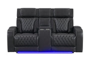 U8611 Blanche Charcoal Pwr Con Rec Loveseat With Phr, Led & Speaker - U8611-BLANCHE CHAR-PCRLS W/ PHR LED SPKR