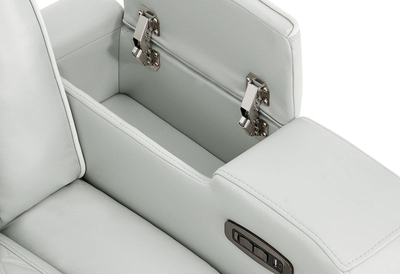 U8611 Blanche Silver Pwr Con Rec Loveseat With Phr, Led & Speaker - U8611-BLANCHE SIL-PCRLS W/ PHR LED SPKR