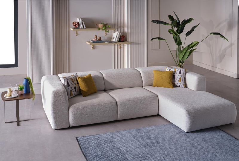 Picasso Sectional (Oscar White) 5 Pieces & Chair - Lara FurnitureSleeper Sectional