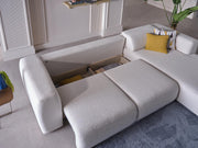 Picasso Sectional (Oscar White) 5 Pieces & Chair - Lara FurnitureSleeper Sectional