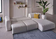 Picasso Sectional (Oscar White) 5 Pieces & Chair - Lara FurnitureSleeper Sectional