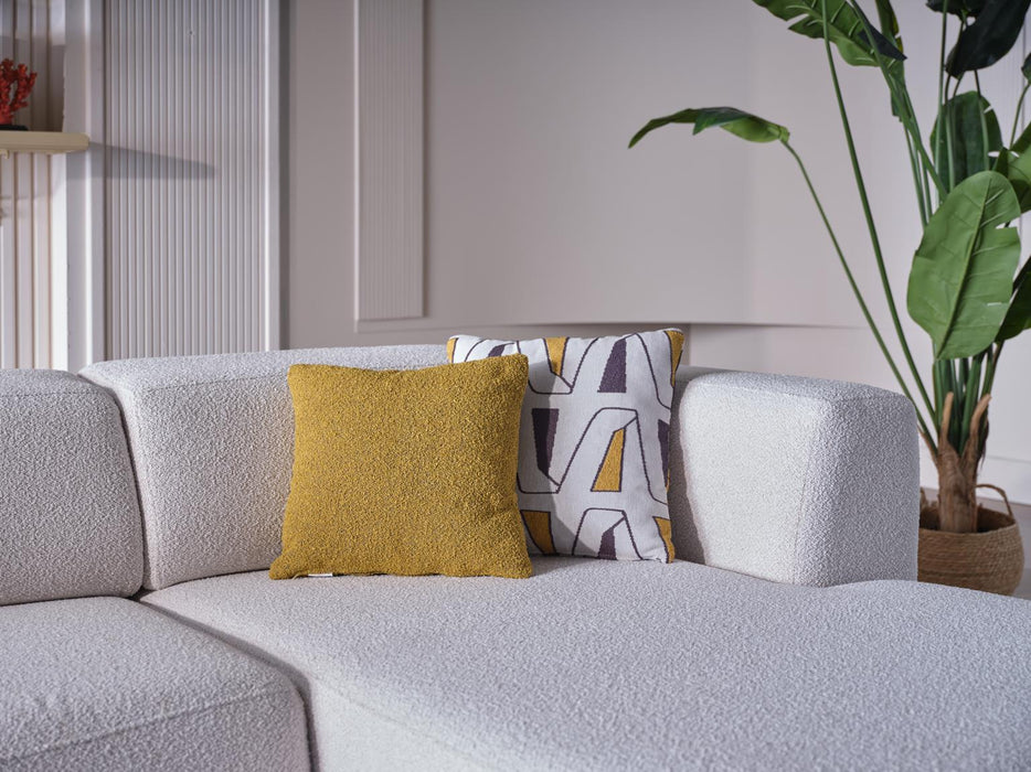 Picasso Sectional (Oscar White) 5 Pieces & Chair - Gate FurnitureSleeper Sectional