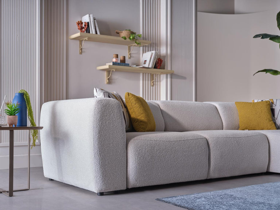 Picasso Sectional (Oscar White) 5 Pieces & Chair - Gate FurnitureSleeper Sectional