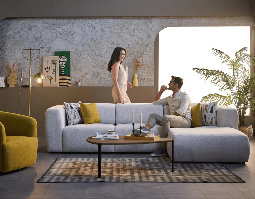 Picasso Sectional (Oscar White) 5 Pieces - Gate FurnitureSleeper Sectional