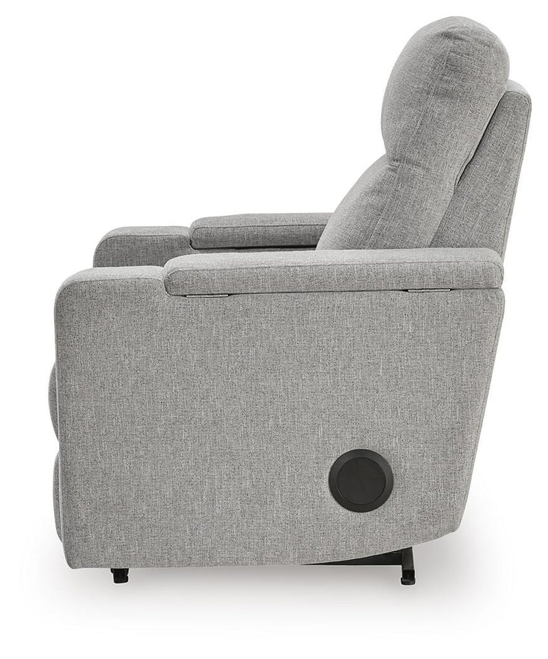 Pineland Pewter Power Glider Recliner with Audio System - PC9930642A