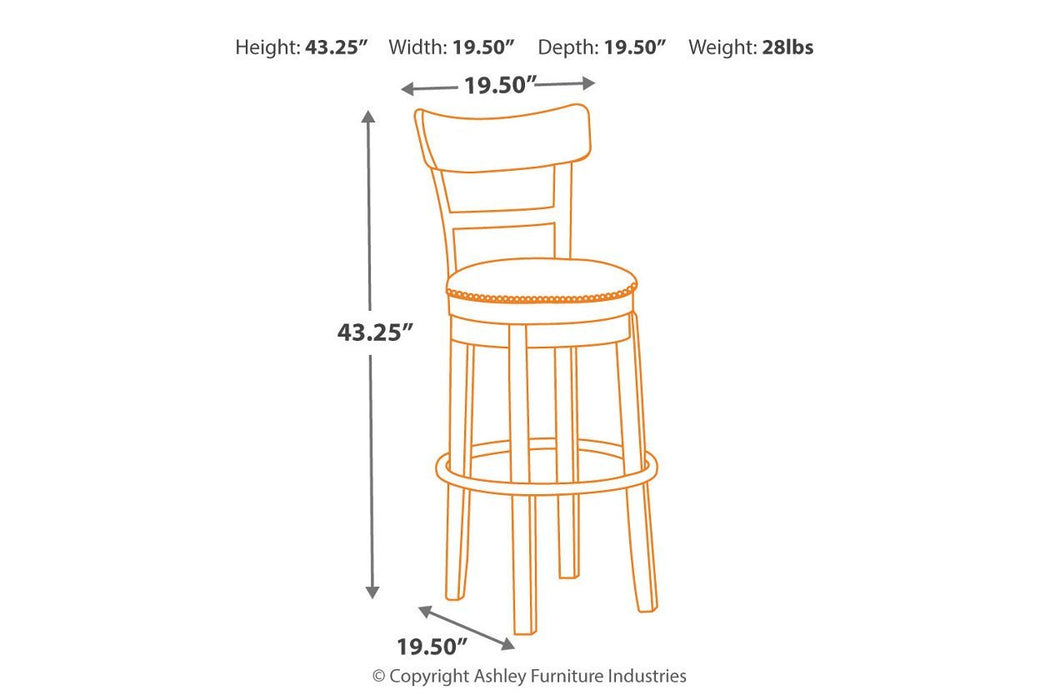 Pinnadel Light Brown Bar Height Bar Stool - Gate FurnitureBarstool