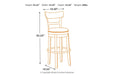 Pinnadel Light Brown Bar Height Bar Stool - Gate FurnitureBarstool