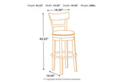 Pinnadel Light Brown Bar Height Bar Stool - Lara FurnitureBarstool