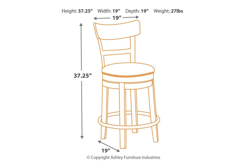 Pinnadel Light Brown Counter Height Bar Stool - Lara FurnitureBarstool