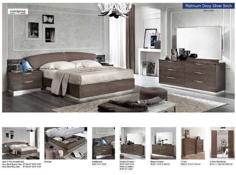 Platinum Drop Bed Silver Birch Queen - Lara FurnitureQueen Bed