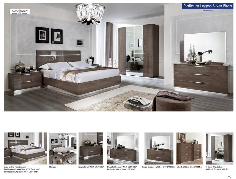 Platinum Legno Bed Silver Birch Queen - Lara FurnitureQueen Bed