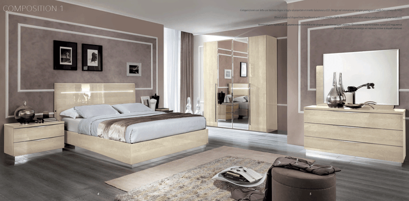 Platinum Legno Bedroom Ivory Betullia Sabbia Set - Lara Furniture
