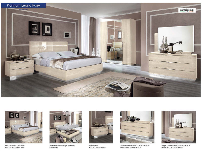 Platinum Legno Bedroom Ivory Betullia Sabbia Set - Lara Furniture