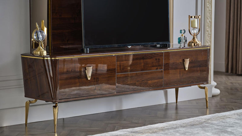 Plaza Tv Stand (Plaza Walnut (Plaza Teks) - Lara FurnitureTV Stand