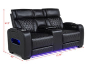 L403 - Polax Black Power Loveseat W/ PWR Headrest - L403-2