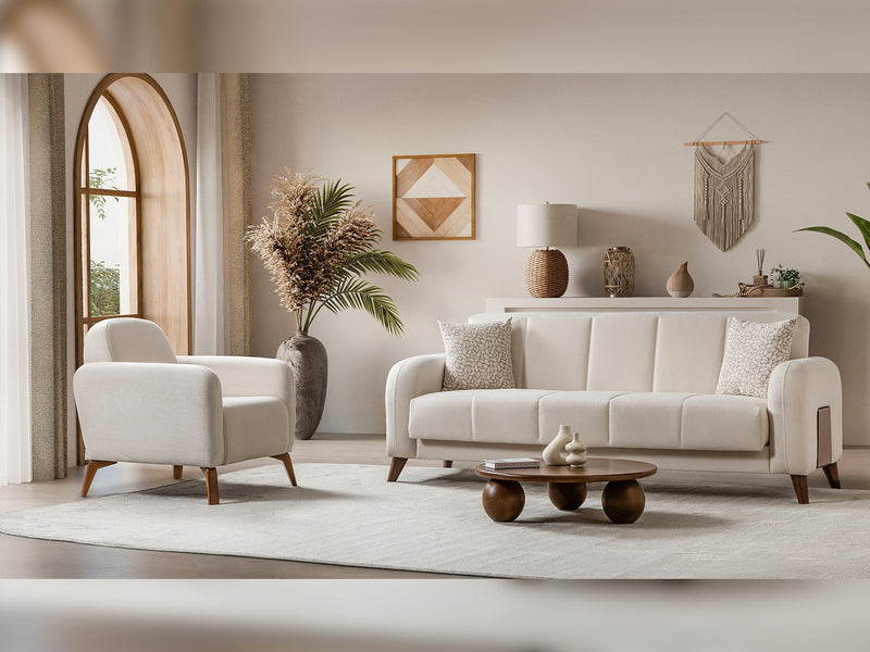 Polo Convertible Loveseat in Cream - 200-ST-POL-FLORIA 04-2