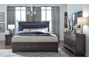 Pompei Metallic Grey Full Bed With Led - POMPEI-GR-FB-N