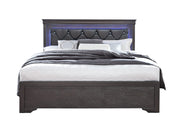 Pompei Metallic Grey King Bed With Led - POMPEI-GR-KB-N