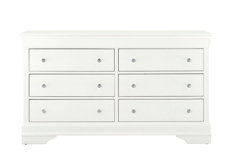 Pompei Metallic White Dresser - POMPEI-METALLIC WHITE-DR-N