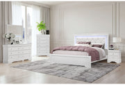 Pompei Metallic White Full Bed Group With Led - POMPEI-WH-FBG-N