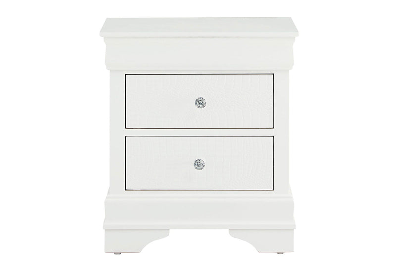 Pompei Metallic White Nightstand - POMPEI-METALLIC WHITE-NS-N