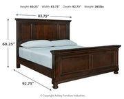 Porter California King Panel Bed with Mirrored Dresser, Chest and Nightstand in Rustic Brown from Ashley - Lara Furniture
