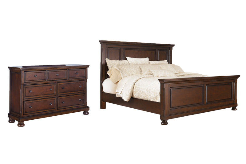 Porter King Panel Bed with Dresser in Rustic Brown - PKG006221