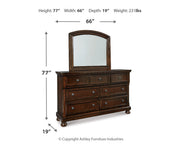 Porter King Panel Bed with Mirrored Dresser and Chest in Rustic Brown - PKG006249