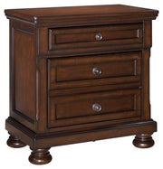 Porter King Panel Bed with Mirrored Dresser, Chest and 2 Nightstands in Rustic Brown from Ashley - Lara Furniture