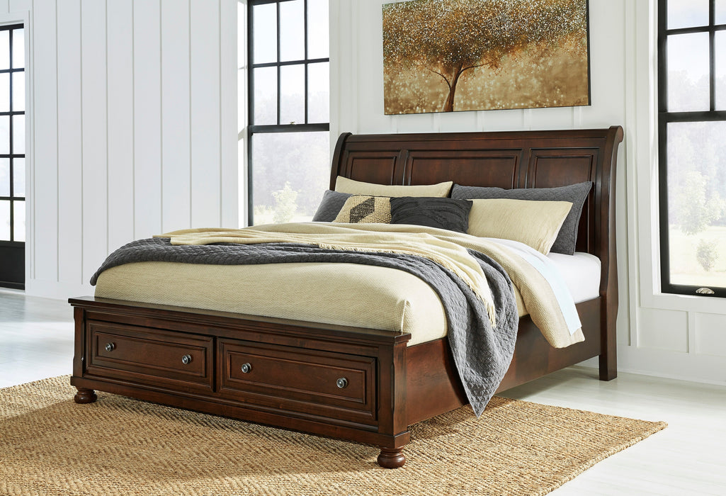 Porter Rustic Brown Footboard Storage Sleigh Platform Bedroom Set - Gate FurnitureBedroom Set