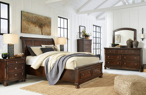 Porter Rustic Brown Footboard Storage Sleigh Platform Bedroom Set - Gate FurnitureBedroom Set
