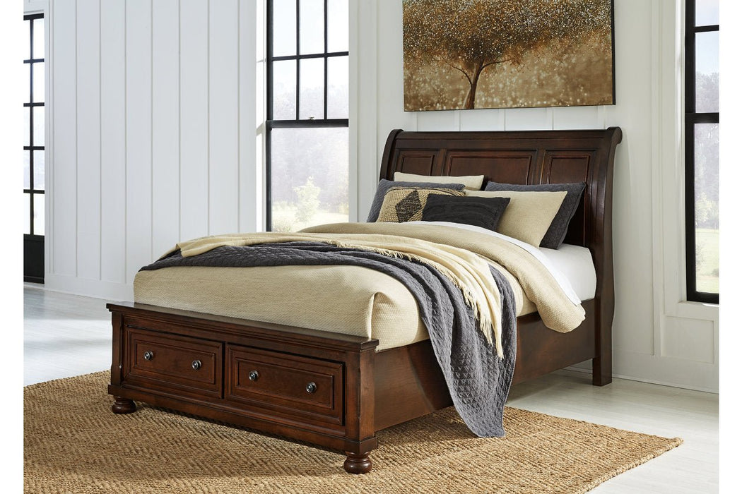 Porter Rustic Brown Queen Sleigh Bed - Gate FurnitureQueen Bed