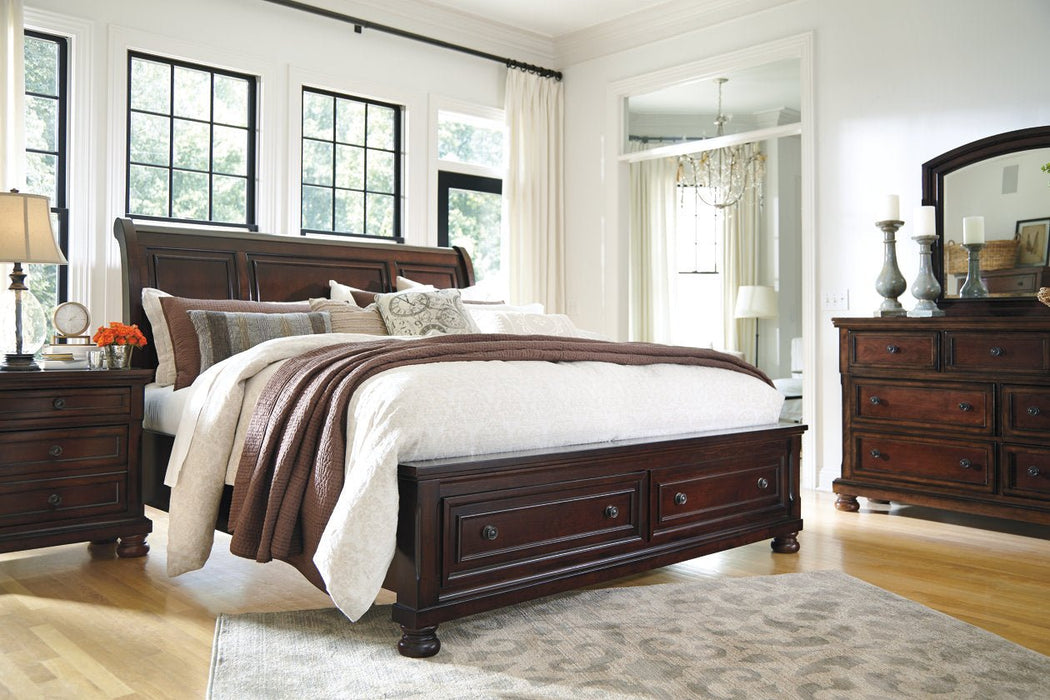 Porter Rustic Brown Queen Sleigh Bed - Gate FurnitureQueen Bed